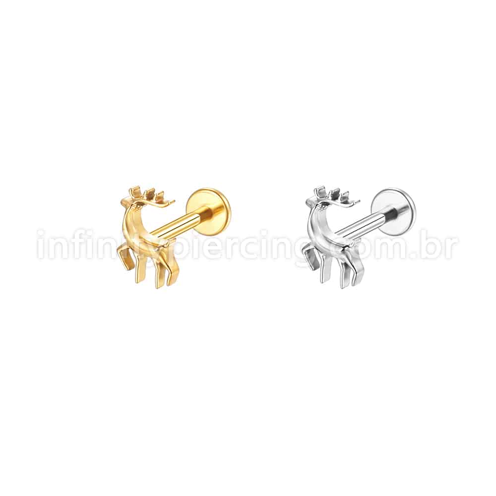 Piercing Labret Aço Cirúrgico Cervo